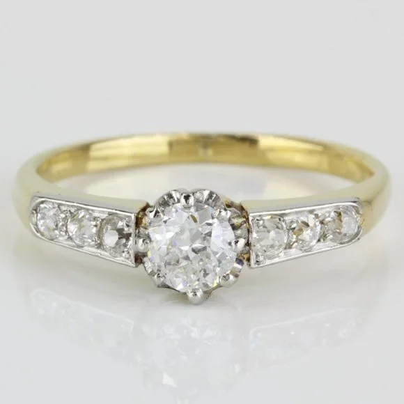 18k Yellow Gold Euro-cut Diamond Engagement Ring - Image 6