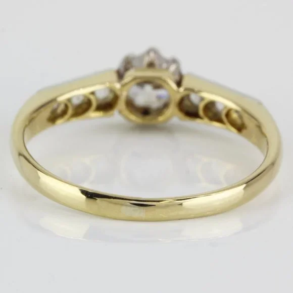 18k Yellow Gold Euro-cut Diamond Engagement Ring - Image 3