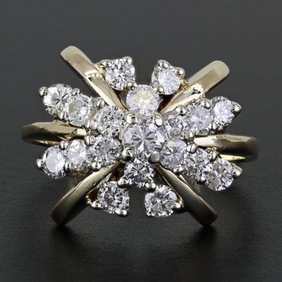 Vintage 14k Yellow Gold Diamond Cocktail / Anniversary Ring