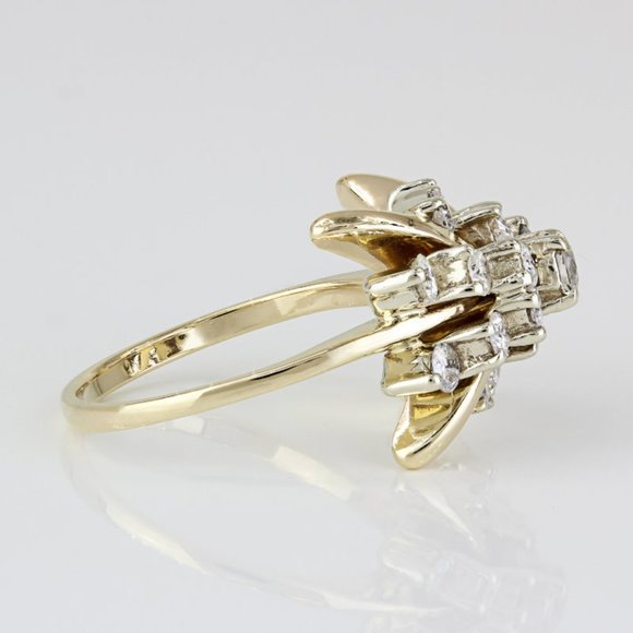 Vintage 14k Yellow Gold Diamond Cocktail / Anniversary Ring - Image 4