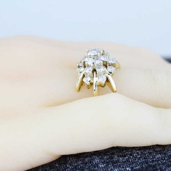 Vintage 14k Yellow Gold Diamond Cocktail / Anniversary Ring - Image 7