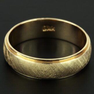 Vintage Men's 14k Yellow Gold Brushed Wedding Band Ring 6mm -Classic Style