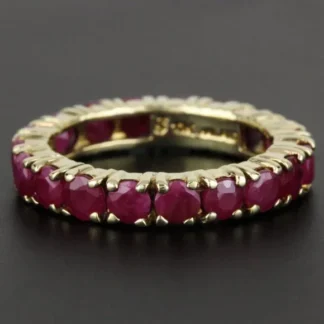 Vintage 10K Yellow Gold Red Ruby Eternity Anniversary Band Bridal Wedding Ring