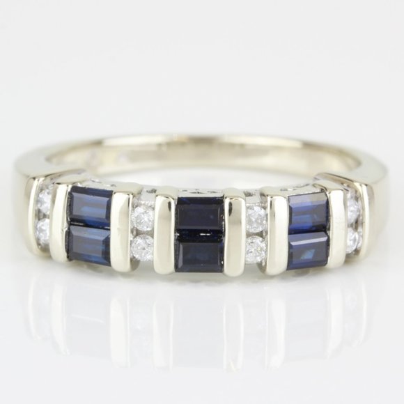 14K White Gold Sapphire and Diamond Ring by Samuel Aaron Inc. - Image 8