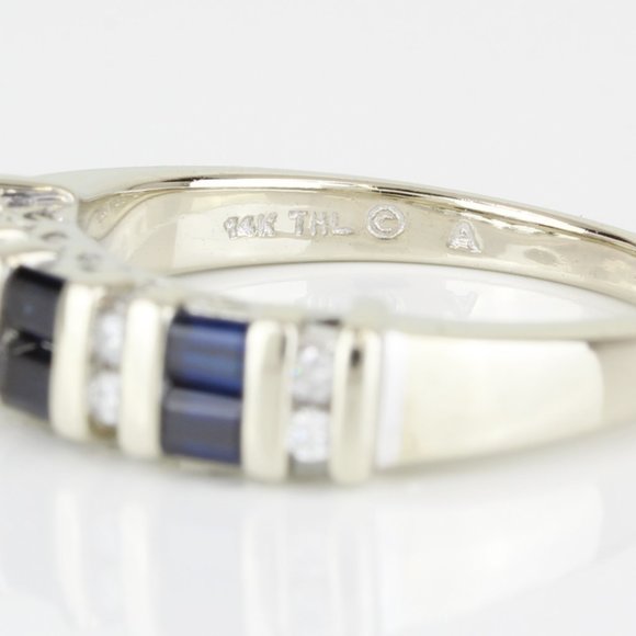 14K White Gold Sapphire and Diamond Ring by Samuel Aaron Inc. - Image 4