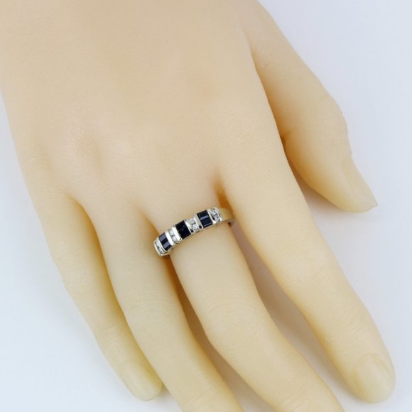 14K White Gold Sapphire and Diamond Ring by Samuel Aaron Inc. - Image 2