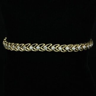 10K Yellow Gold Diamond Wheat Link Tennis Bracelet - 7.5"
