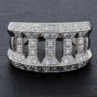 Vintage 14k White Gold Diamond Column Band Statement Ring