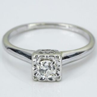 Vintage 14k White Gold Diamond Solitaire Engagement / Anniversary Ring