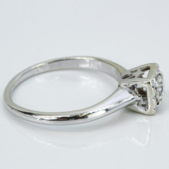 Vintage 14k White Gold Diamond Solitaire Engagement / Anniversary Ring - Image 3