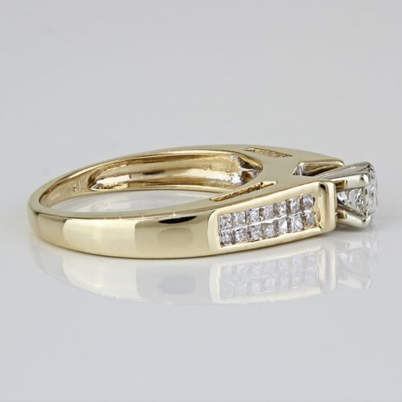 14K Yellow Gold Princess Diamond Wedding Engagement / Anniversary Ring - Image 3