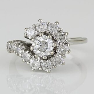 Vintage 14K White Gold Diamond Halo Loop Anniversary / Cocktail Ring