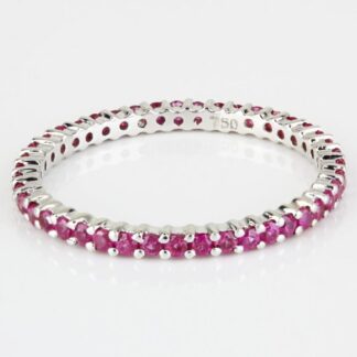 New Jolie 18k White Gold & Red Ruby Stackable Eternity Wedding Anniversary Ring