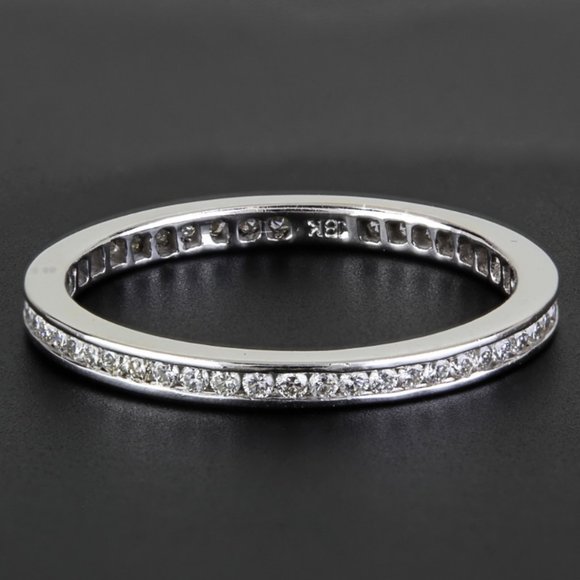 New Jolie 18k White Gold Diamond Stackable Eternity Anniversary Wedding Ring