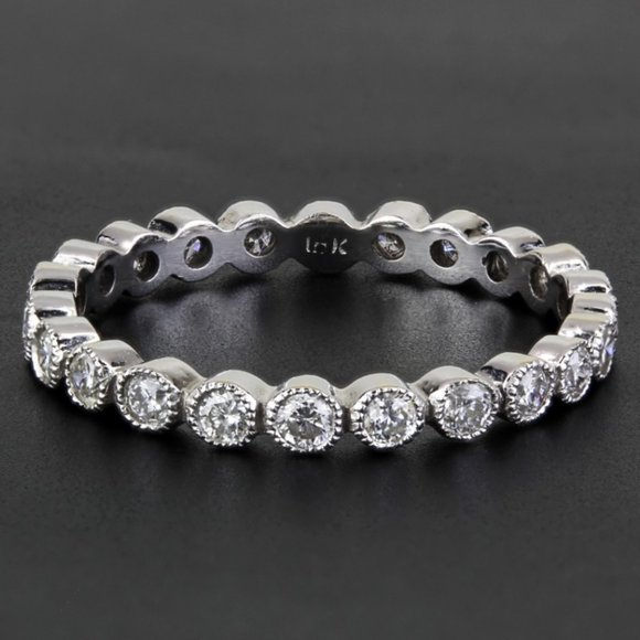 New Jolie 18k White Gold Stackable Diamond Eternity Wedding Band Ring