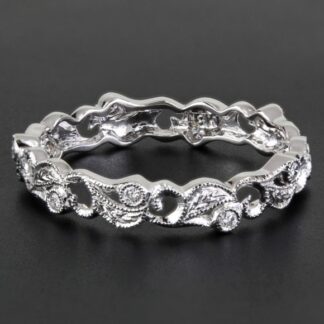 New Jolie 18k White Gold Diamond Stackable Eternity Wedding Ring