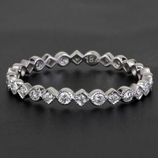 New Jolie 18K White Gold Diamond Stackable Eternity Anniversary Wedding Ring
