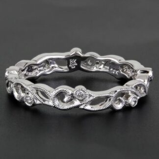 New 18K White Gold Beverly K Stackable Diamond Eternity Anniversary Wedding Ring