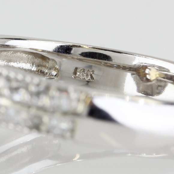 14K White Gold Citrine Pavé Diamond Anniversary Cocktail Birthstone Ring by TAL - Image 6