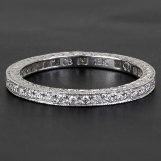 New Carl Blackburn 18K White Gold & Diamond Stackable Eternity Anniversary Ring