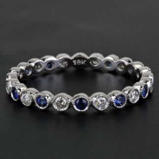 New Jolie 18K White Gold Diamond & Sapphire Stackable Eternity Band