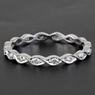 New Jolie 18K White Gold Diamond Stackable Eternity Anniversary / Wedding Ring