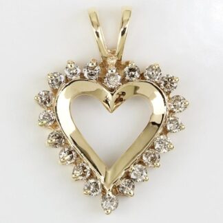 10K Yellow Gold Diamond Heart Pendant