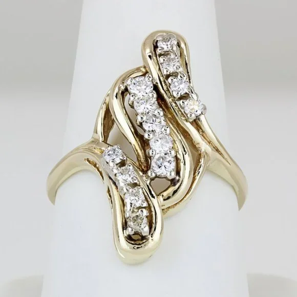 14k Yellow Gold Diamond Cocktail / Wedding / Anniversary Ring