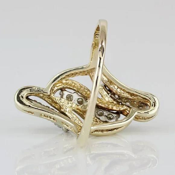 14k Yellow Gold Diamond Cocktail / Wedding / Anniversary Ring - Image 4