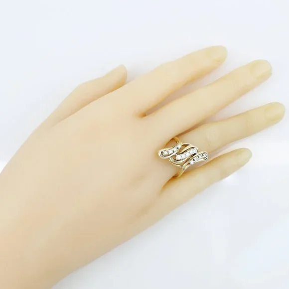 14k Yellow Gold Diamond Cocktail / Wedding / Anniversary Ring - Image 7