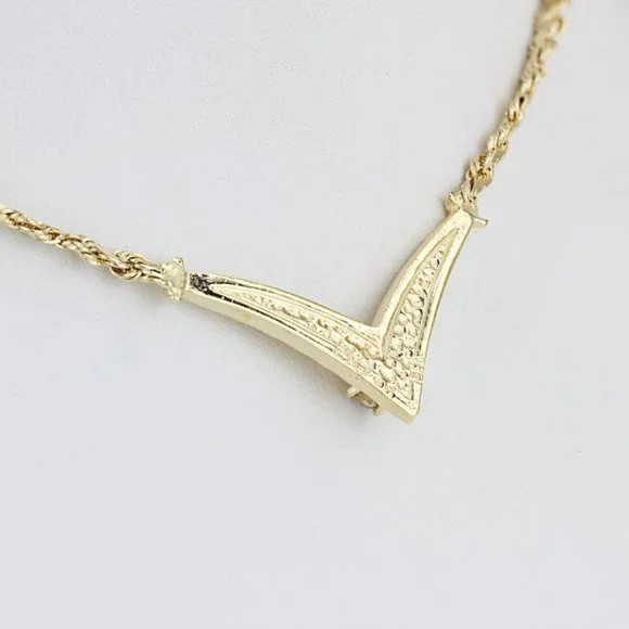 14K Yellow Gold Diamond Chevron Rope Link Anniversary Choker Necklace - 15" - Image 3