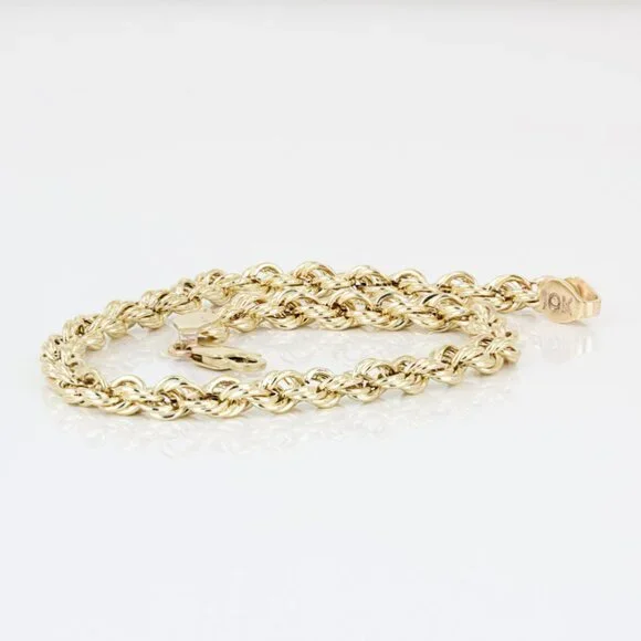 10k Yellow Gold Rope Link Bracelet - 8"