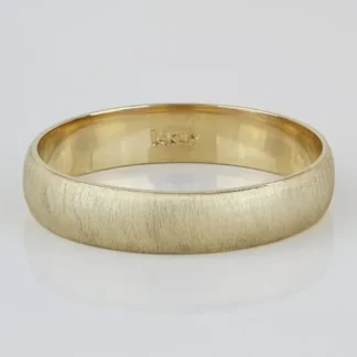 14k Yellow Gold Brushed Wedding Band Ring - Size 9