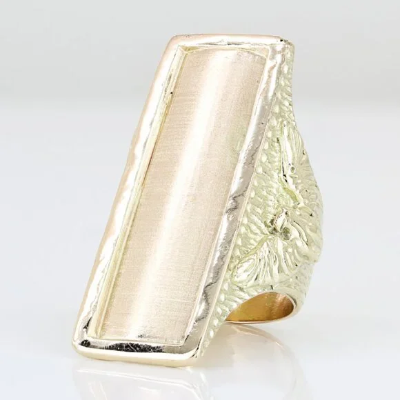 Vintage 14k Yellow Gold Long Statement Custom Signet Eagle Ring - Image 7