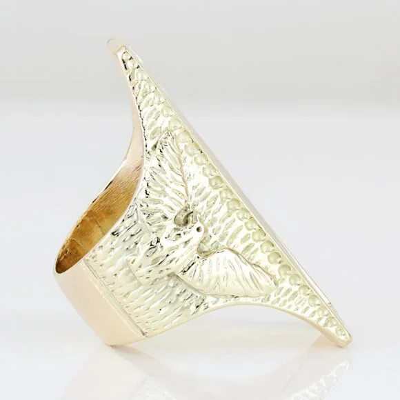 Vintage 14k Yellow Gold Long Statement Custom Signet Eagle Ring - Image 6