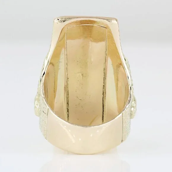 Vintage 14k Yellow Gold Long Statement Custom Signet Eagle Ring - Image 5