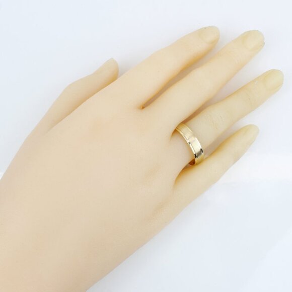 14k Yellow Gold High Polish & Brush Finish Wedding Band - Image 3