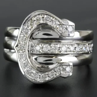 Vintage 14k White Gold Horseshoe Diamond Ring