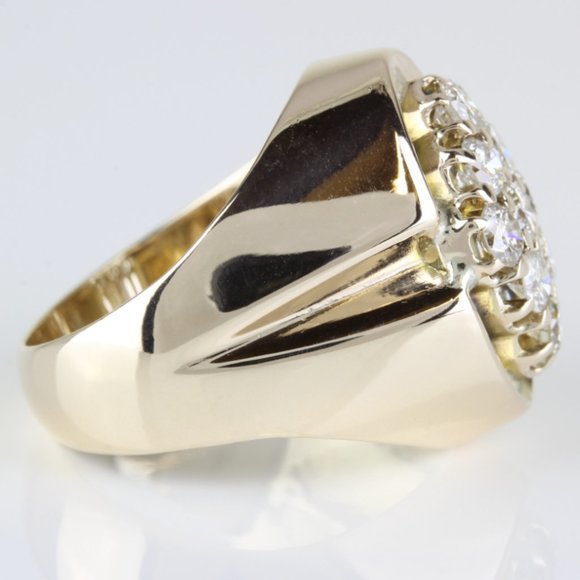 Vintage 8 Karat Yellow Gold 9-Diamond Custom Made Men's Cocktail Ring - Image 3