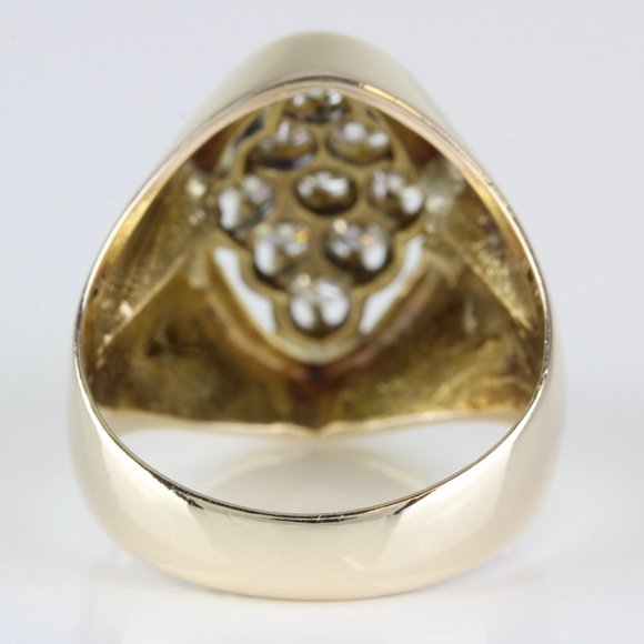 Vintage 8 Karat Yellow Gold 9-Diamond Custom Made Men's Cocktail Ring - Image 4