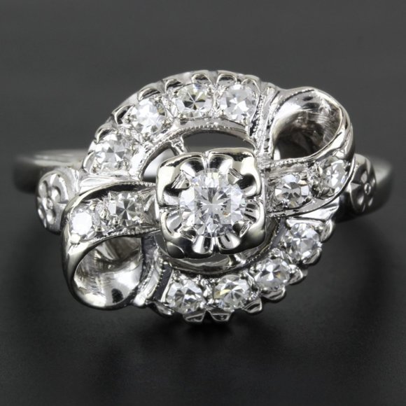 Vintage 14k Gold Diamond Cocktail Ring