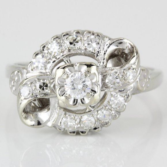 Vintage 14k Gold Diamond Cocktail Ring - Image 6