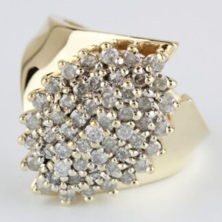10K Yellow Gold Diamond Cluster Cocktail Anniversary Ring by Samuel Aaron