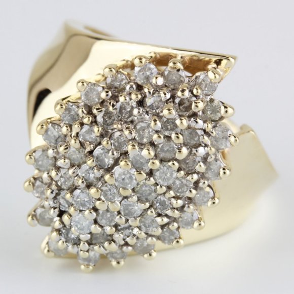 10K Yellow Gold Diamond Cluster Cocktail Anniversary Ring by Samuel Aaron