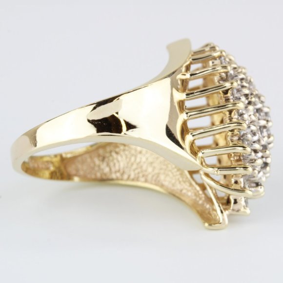 10K Yellow Gold Diamond Cluster Cocktail Anniversary Ring by Samuel Aaron - Image 3