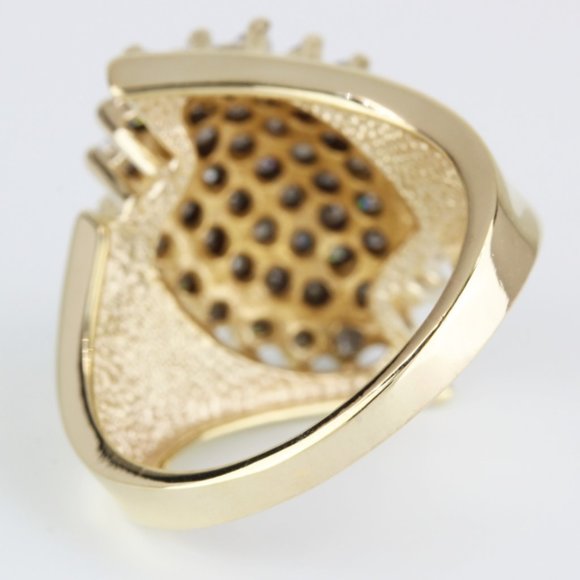10K Yellow Gold Diamond Cluster Cocktail Anniversary Ring by Samuel Aaron - Image 4