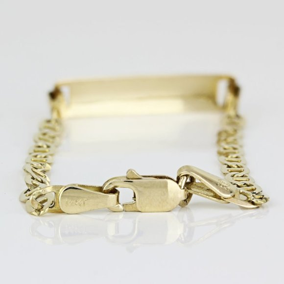 14k Yellow Gold Anchor Link Baby Identification ID Bracelet - Image 3