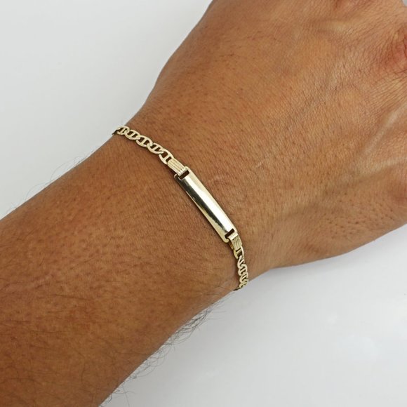 14k Yellow Gold Anchor Link Baby Identification ID Bracelet - Image 4