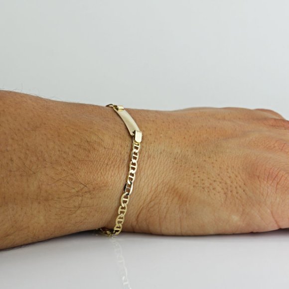 14k Yellow Gold Anchor Link Baby Identification ID Bracelet - Image 5