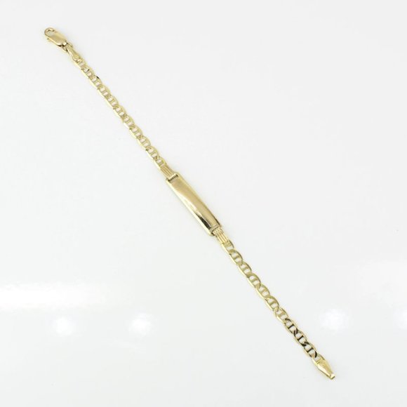 14k Yellow Gold Anchor Link Baby Identification ID Bracelet - Image 6